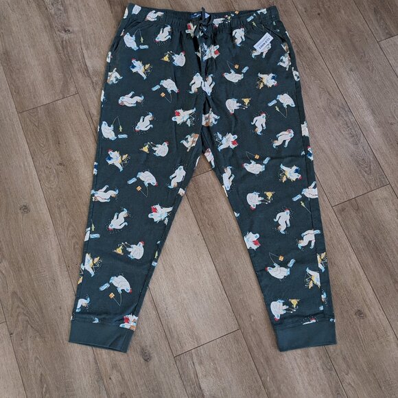 NWT Old Navy Yeti Abominable Snowman Camping Out Jogger Pajama Pants Men XL - Picture 2 of 10